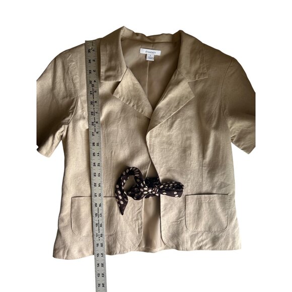 Dress Barn Brown & Beige Polka Dot Maxi Dress With Tan Linen Blend Blazer Sz 8 - Picture 12 of 16